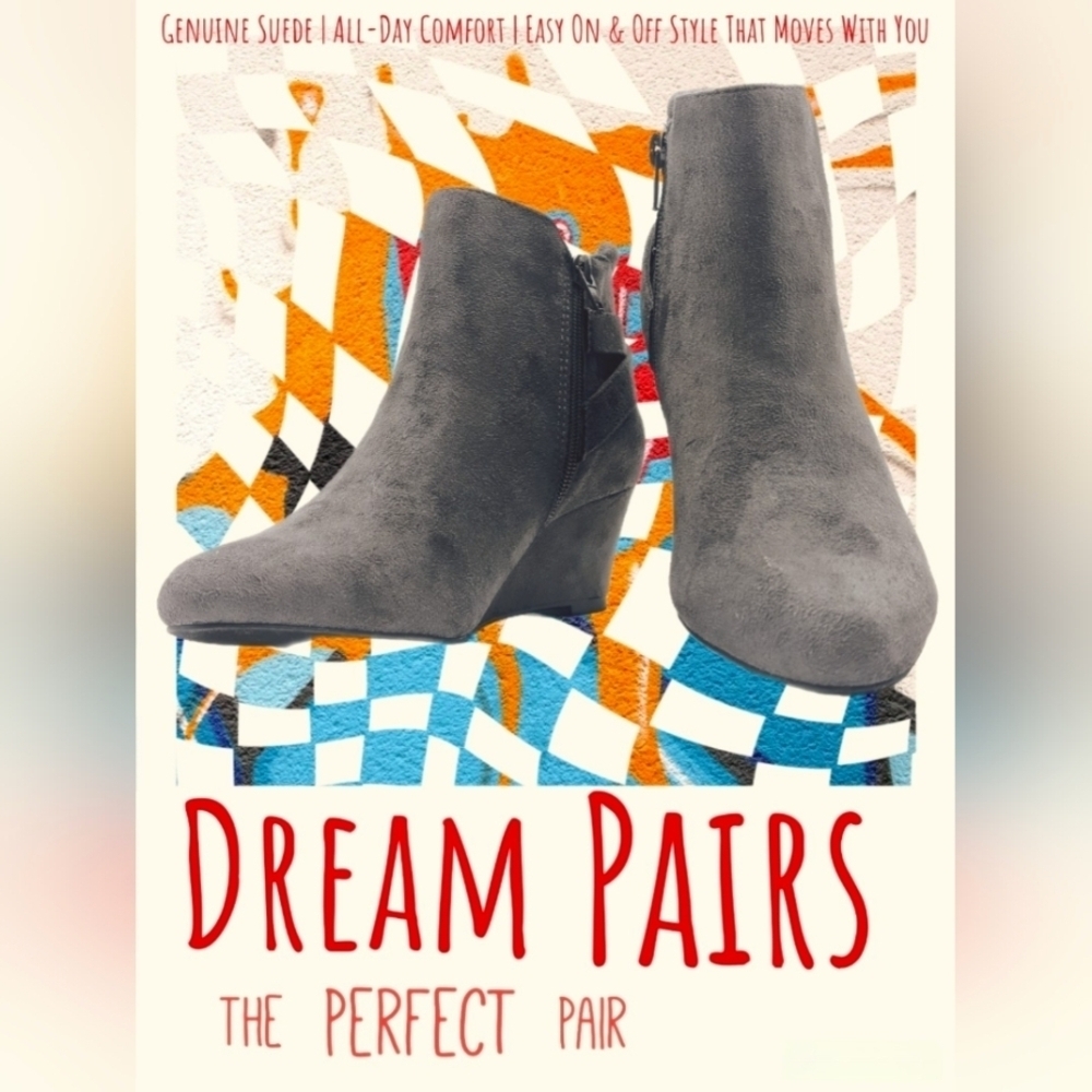 Versatile & Chic Wedge Booties by DREAM PAIRS| Grey Wedge Ankle Boots | Size 7